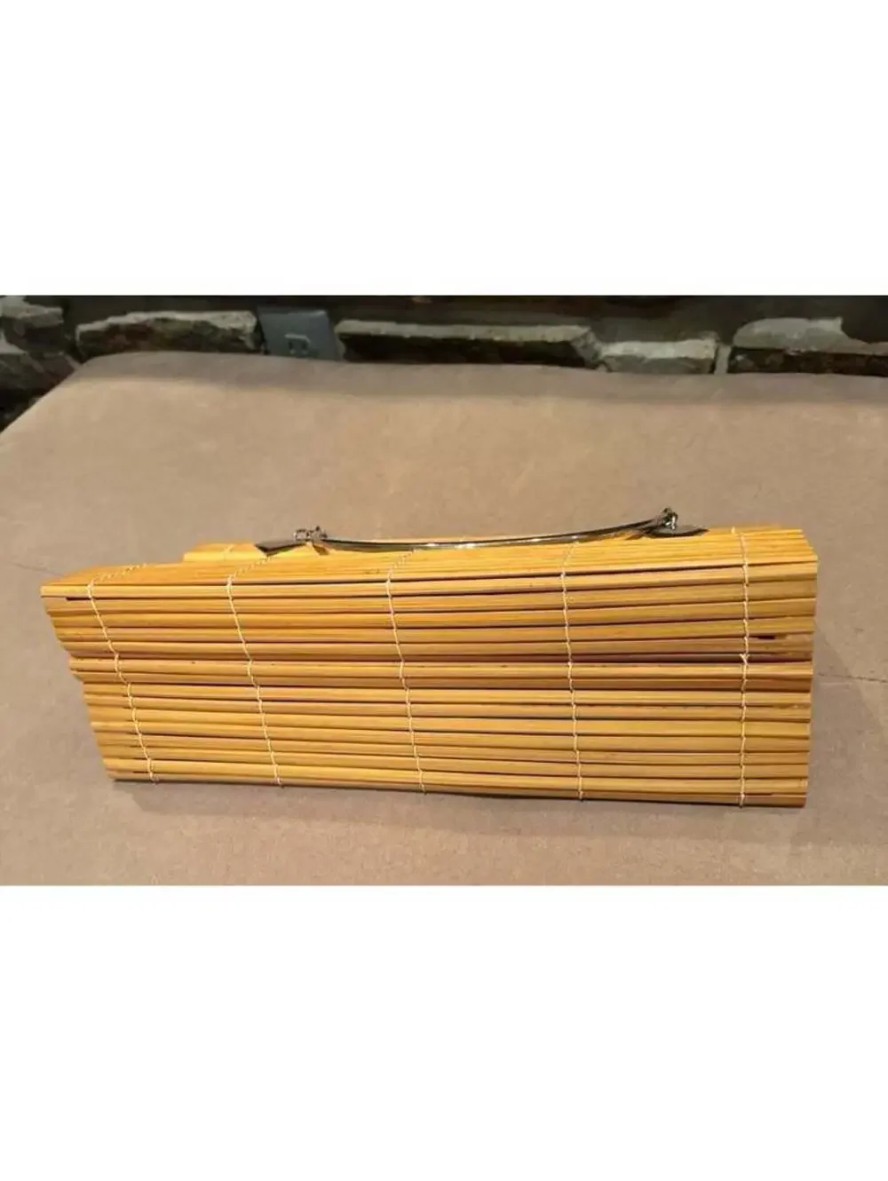 Natural Bamboo Slat Purse- Yellow/Vintage from Bermuda-New with tag